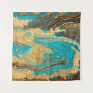 Gold Marmortextur Design. Blaue und goldene Marmel Wandteppich