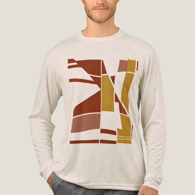 Gold Maroon Pink MCM Look Geometrie Art Abstrakt Tri-Blend Shirt (Vorderseite)