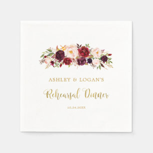 Gold Marsala Floral Boho Probe Dinner Serviette