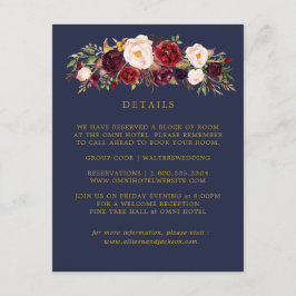 Gold Marsala Floral Wedding Details Cards Begleitkarte