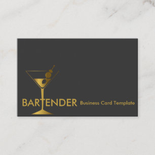 Gold Martini Cocktail Barkeeper Business Card Visitenkarte