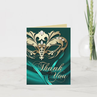 Gold Masquerade Aquamarin Danke Karte
