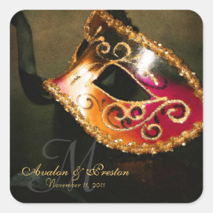 Gold Masquerade Elegante Monogram Sticker