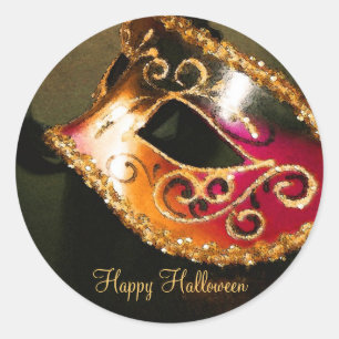 Gold Masquerade Halloween-Party Stickers