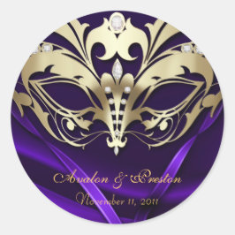 Gold Masquerade Lila Wedding Sticker