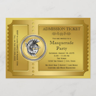 Gold Masquerade Party Einladung