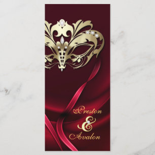 Gold Masquerade REd Jeweled Wedding Program Programm