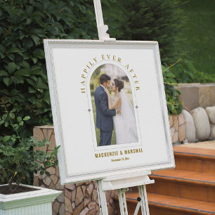 Gold Mattiertes elegantes Arch Foto Hochzeit Willk Acrylschild