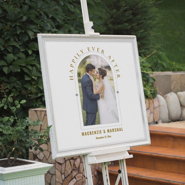 Gold Mattiertes elegantes Arch Foto Hochzeit Willk Acrylschild (Von Creator hochgeladen)