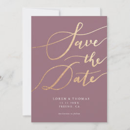 Gold Mauve Script Typografie Save The Date