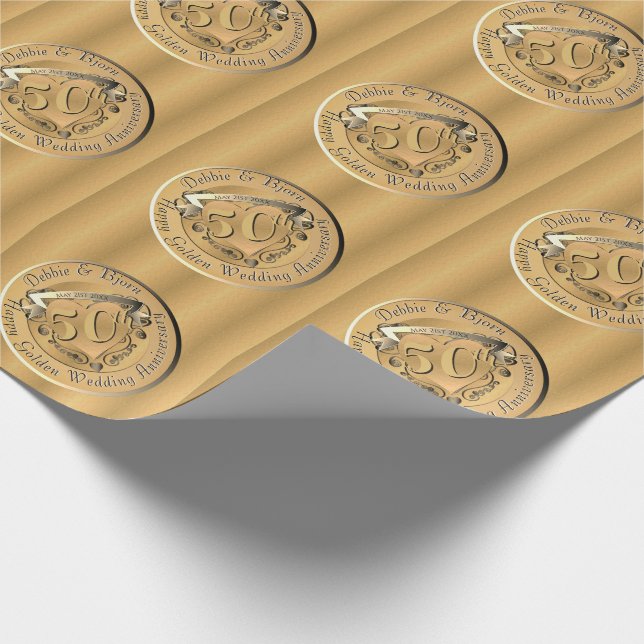 Gold Medal Wrapping Paper zum 50. Hochzeitstag Geschenkpapier (Ecke)