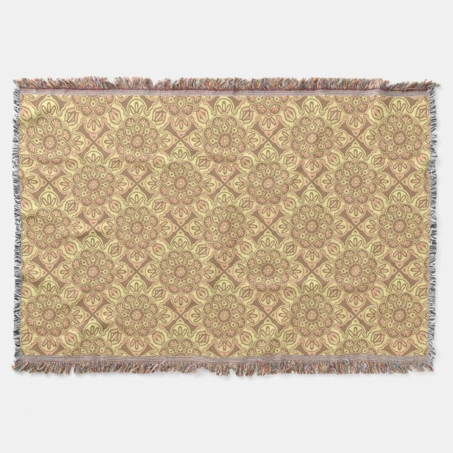 Gold Medallion Fringed Throw Blanket Decke (Vorderseite)