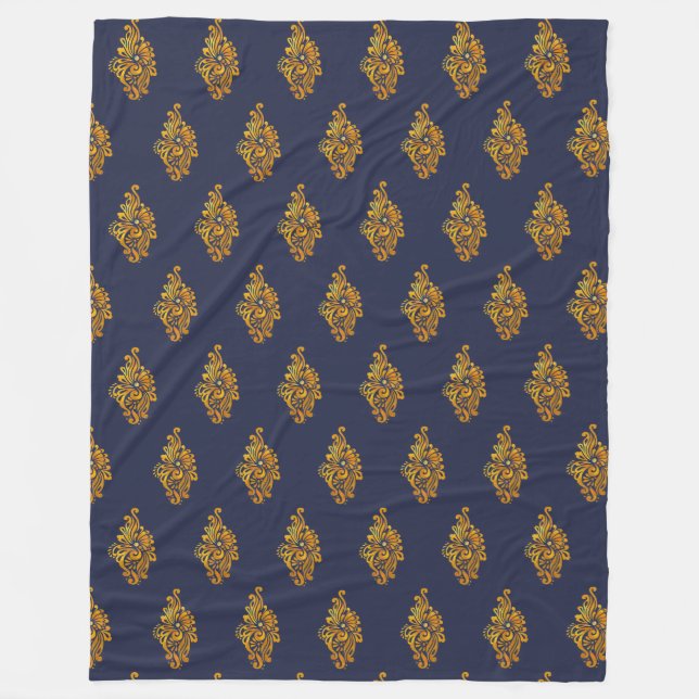 Gold Medallion Navy Fleece Blanket (Vorderseite)