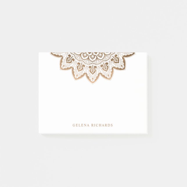 Gold Medallion Shimmer Elegant Mandala Horizontal Post-it Klebezettel (Vorderseite)