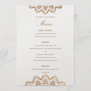 Gold Medallion Shimmer Wedding Menu Card Menükarte