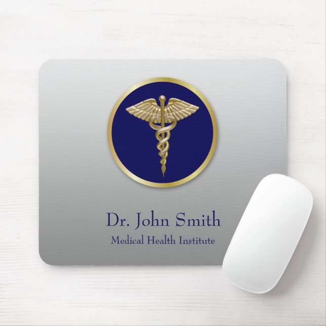 Gold Medical Beruflich Caduceus Blue Mousepad (Mit Mouse)