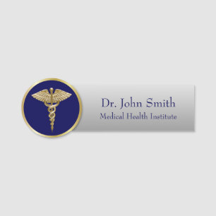 Gold Medical Beruflich Caduceus Blue Namensschild