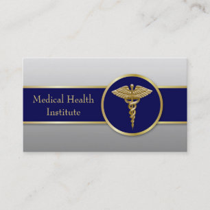Gold Medical Beruflich Caduceus Blue Visitenkarte