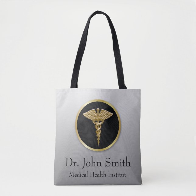 Gold Medical Caduceus - All-Over-Print Tote Bag (Vorderseite)