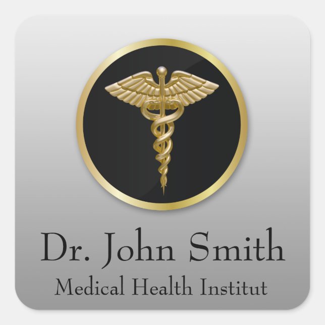 Gold Medical Caduceus - Aufkleber (Vorderseite)