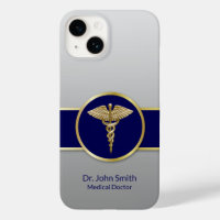 Gold Medical Caduceus Beruflich Blue