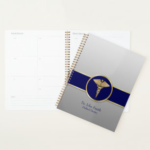 Gold Medical Caduceus Blue Beruflich Planer