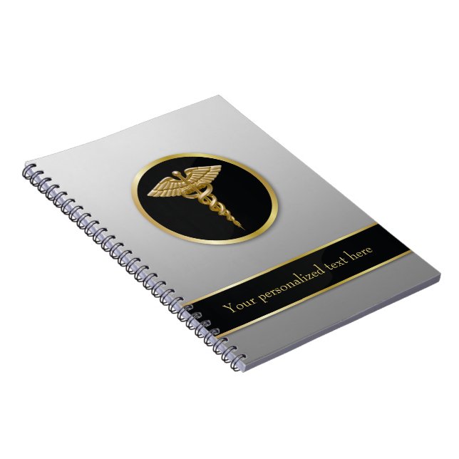 Gold Medical Caduceus - Notebook Notizblock (Rechte Seite)
