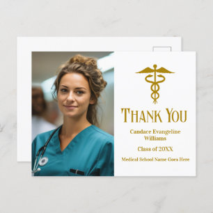 Gold Medical School Abschluss Foto Vielen Dank Postkarte