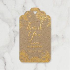 Gold Mehndi Foto Wedding Vielen Dank Foil Favor Ta Geschenkanhänger