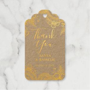 Gold Mehndi Foto Wedding Vielen Dank Foil Favor Ta Geschenkanhänger