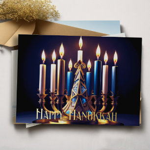 Gold Menorah Happy Hanukkah Folien Feiertagskarte