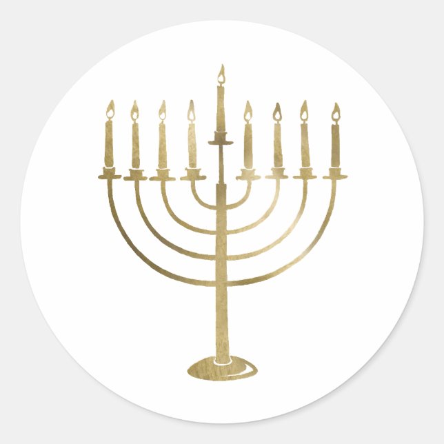 Gold Menorah Holiday Runder Aufkleber (Vorderseite)