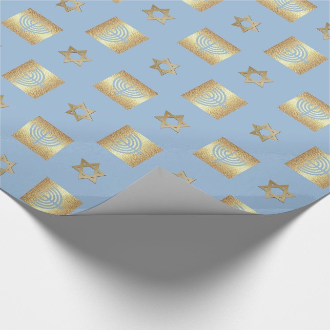 Gold Menorah & Star von David Jewish Holidays Geschenkpapier (Ecke)