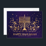 Gold Menorah Swirl Ornament Happy Hanukkah Postkarte<br><div class="desc">Gold Menorah Swirl Ornament Happy Hanukkah</div>