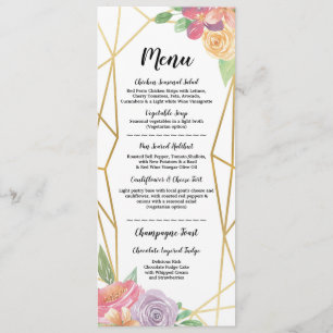 Gold Menu Hochzeitsempfang Rustikaler Rahmen Flora Einladung