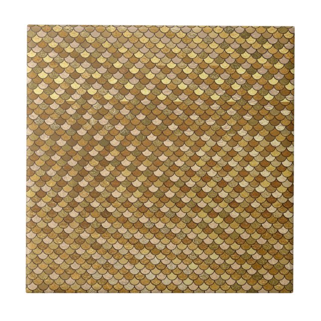 Gold Mermaid Schwanz Textur Muster Glitzer Moderne Fliese (Vorderseite)