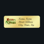 Gold Merry Christmas Address Label<br><div class="desc">Gold Merry Christmas Address Label</div>