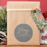 Gold Merry Christmas Luxe Gray Runder Aufkleber<br><div class="desc">Die eleganten grauen Aufkleber in einem Imitat mit Goldfolienskript sind stilvoll für Weihnachtsfeiertage. MEHR FARBEN und passende Produkte in unserer Kollektion.</div>