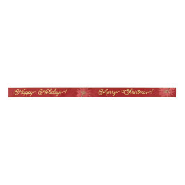 Gold Merry Christmas Script Calligrared Satinband