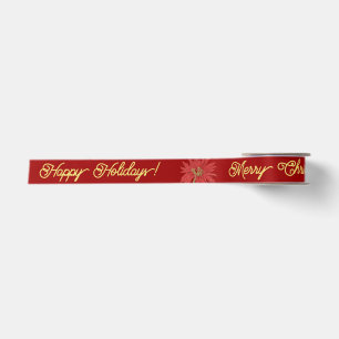 Gold Merry Christmas Script Calligrared Satinband