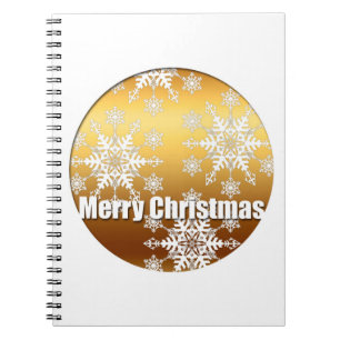Gold Merry Christmas Snowflakes - Notizblock