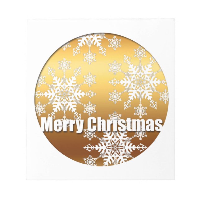 Gold Merry Christmas Snowflakes - Notizblock (Vorderseite)