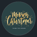 Gold Merry Christmas Sticker<br><div class="desc">Erleben Sie in diesem Jahr Ihr Urlaubspaket mit Spezialaufklebern und Geschenkpackungen von Blush Paper Co. Unsere festlichen Aufkleber sind personalisiert,  wie Sie es noch nie zuvor gesehen haben!</div>