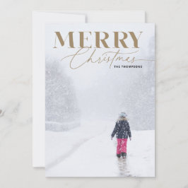 Gold Merry Script Serif Weihnachtsportrait Foto Feiertagskarte