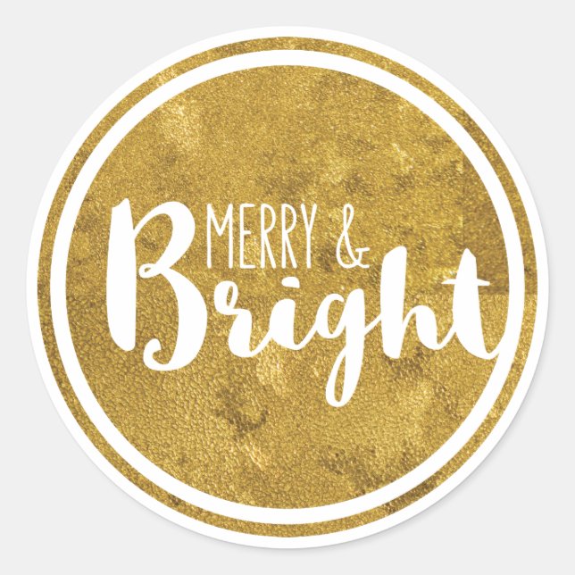 Gold, Merry und Bright Holiday Sticker (Vorderseite)