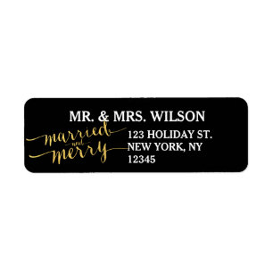 Gold Merry & Verheiratet Holiday Return-Adressetik