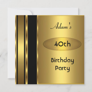 Gold Metal Black Mens 40. Geburtstag Party Man Einladung