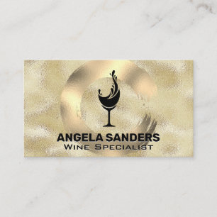 Gold Metal Brushed Wine Glass Business Card Visitenkarte