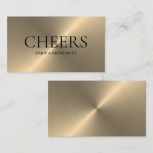 Gold Metal Effect Free Drinks Ticket Card Begleitkarte