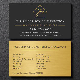 Gold Metal Handyman Construction Black Visitenkarte